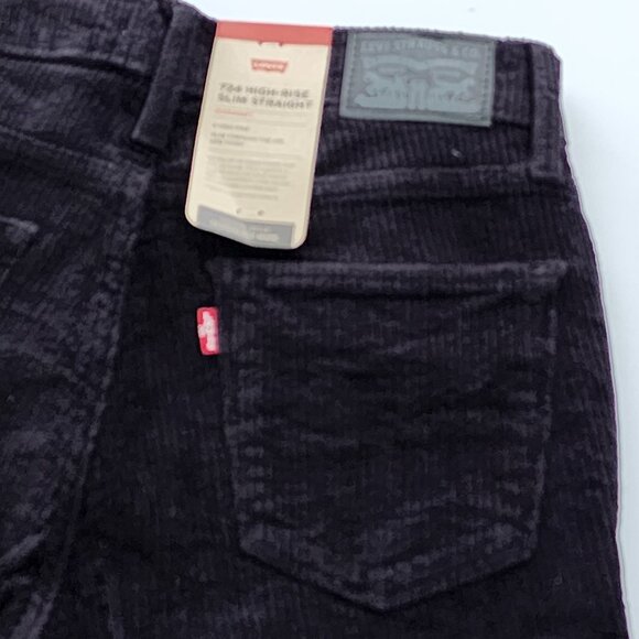 Levi's 724 High Rise Straight Corduroy Pants 28 Black NWT - Picture 5 of 7